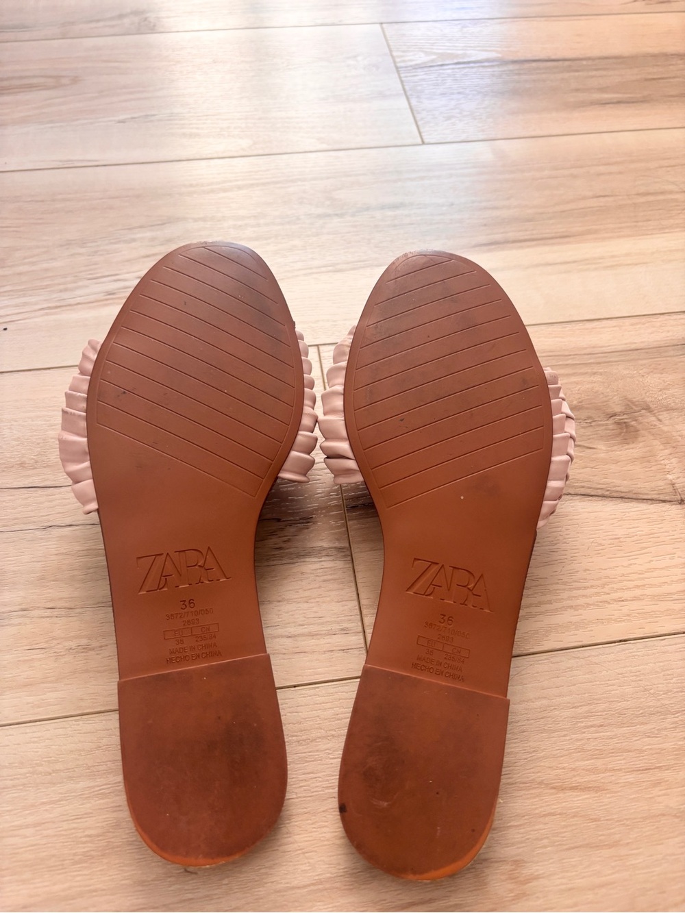 Zara Pink Gathered Slide Sandals - Picture 4 of 5